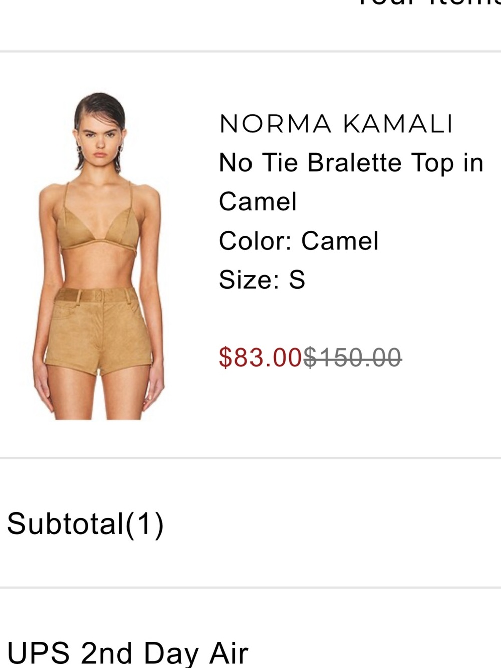 Norma Kamali Camel No-Tie Bralette Top